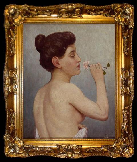 framed  Alfred Hirv Nude with a rose, ta009-2